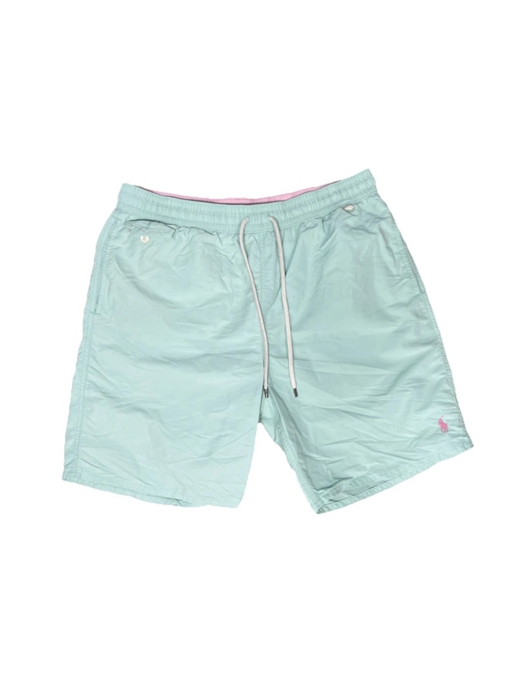 Polo Ralph Lauren Swim Trunks Lined Mint Green Pink Pony Size Large Pockets
